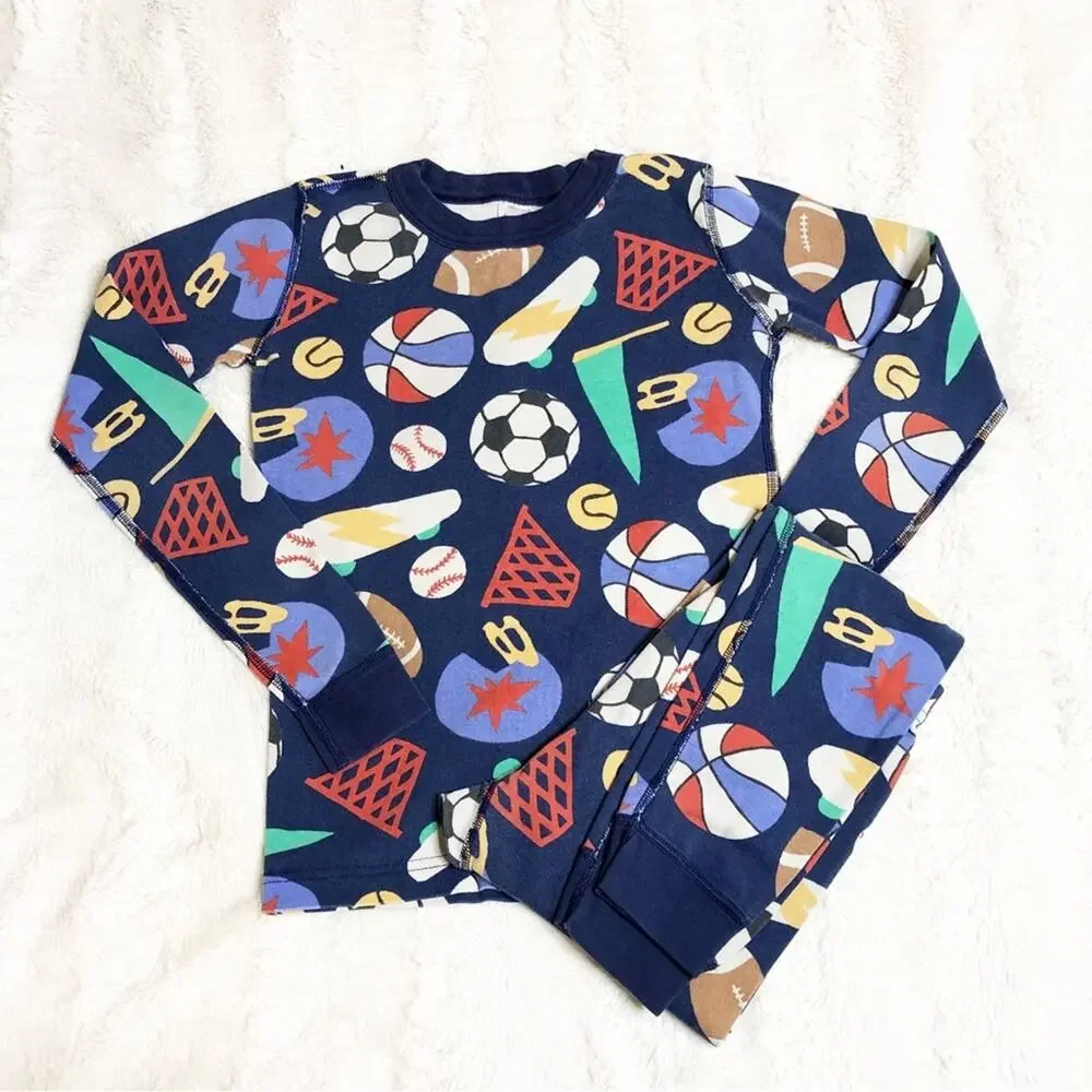Hanna Andersson navy blue sports ball equipment pajama set size 150 or US 12